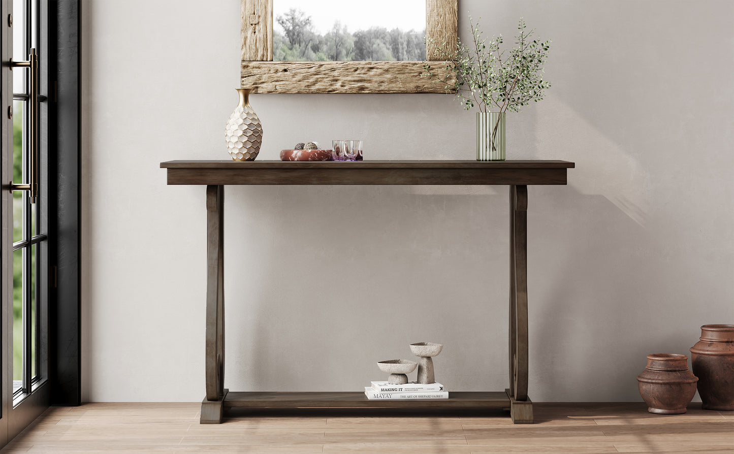 48 inch rustic vintage console table.