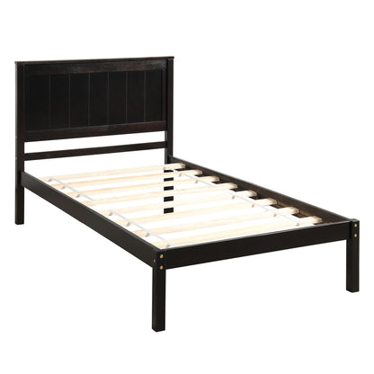 Platform bed frame with headboard.