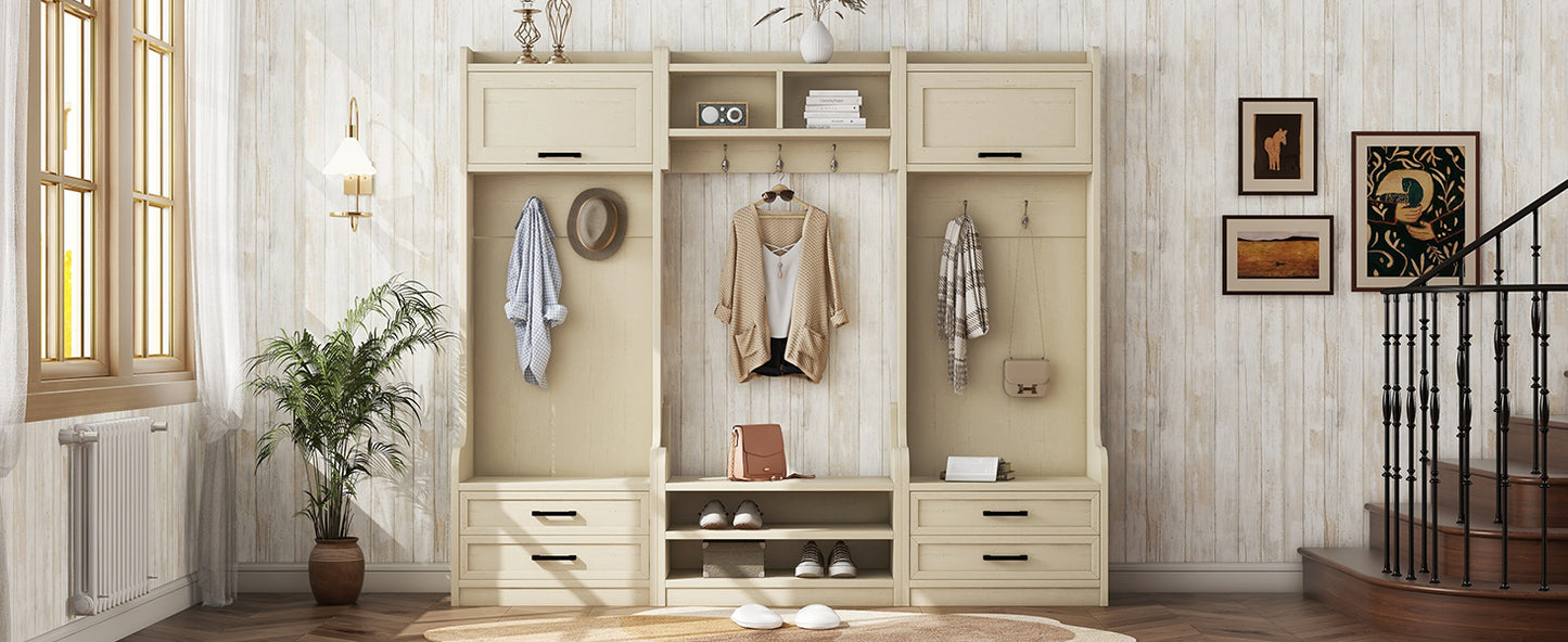 Large four-in-one piece of furniture with drawers and cabinets.