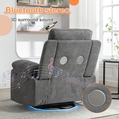 Sillón eléctrico giratorio de 270 grados con altavoz Bluetooth, luz LED y pedal telescópico ajustable DG