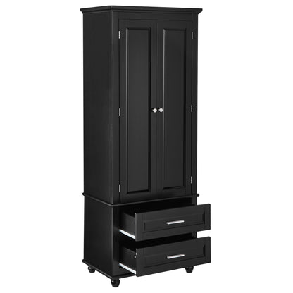 Large storage cabinet with two drawers.