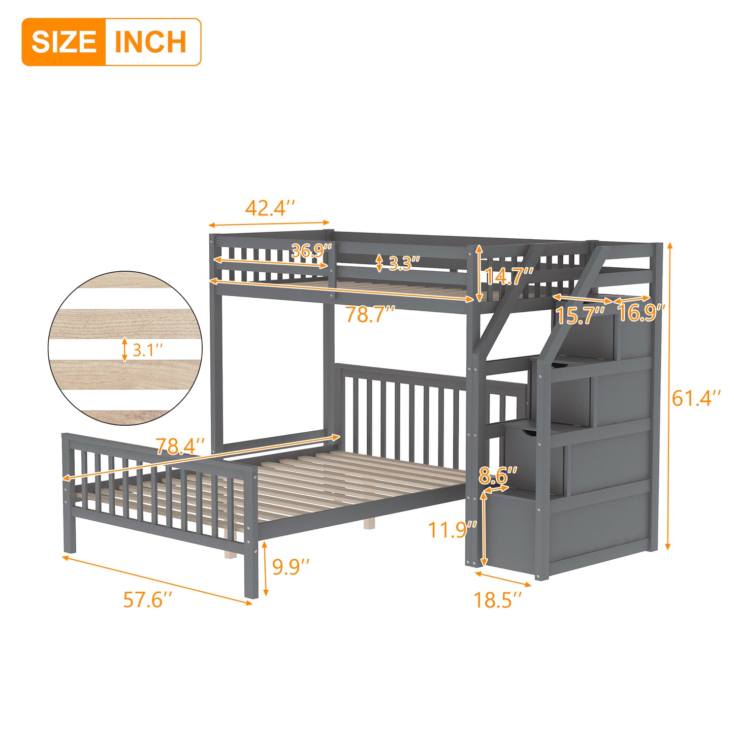 Bunk bed with stairs