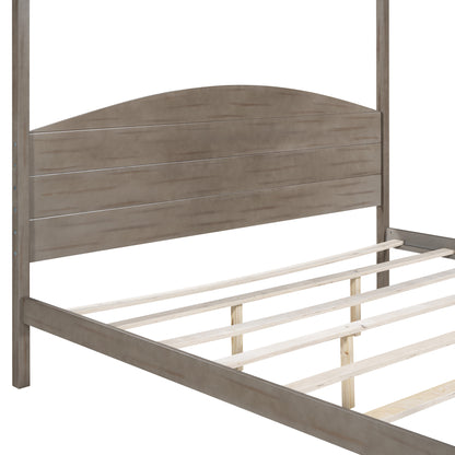 King Size Canopy Platform Bed with Headboard.