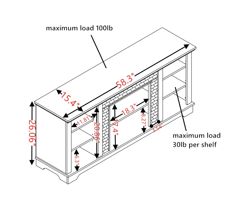 TV cabinet with fireplace