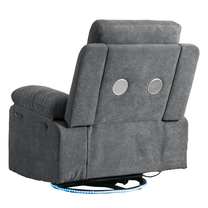 Sillón eléctrico giratorio de 270 grados con altavoz Bluetooth, luz LED y pedal telescópico ajustable DG