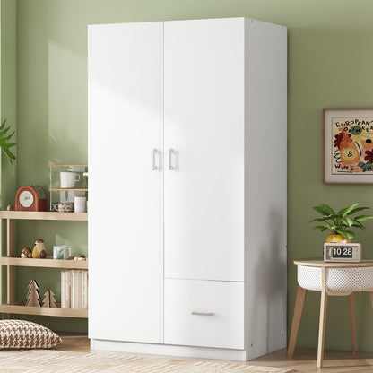 Wooden cabinet with double doors. (5 fixed shelves).