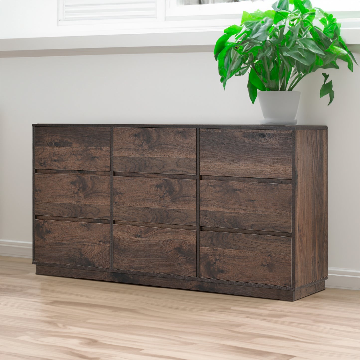 Robe de tiroir moderne du milieu du siècle 9 Dresser, Dark Brown