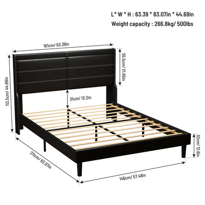 Base de cama de cuero (negra) (Queen)