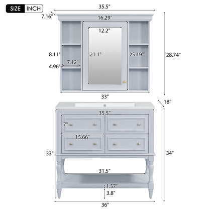 Vanité de salle de bains 36" avec armoire à pharmacie.