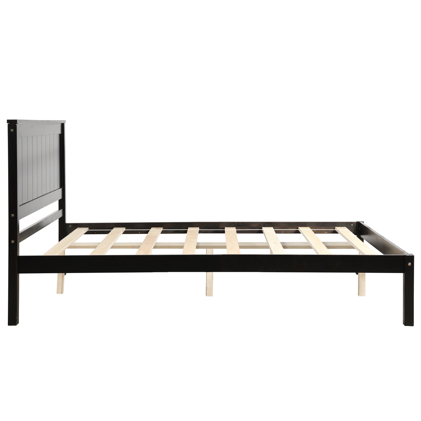 Platform bed frame with headboard.