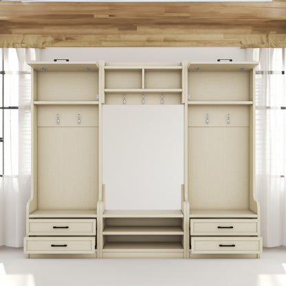 Large four-in-one piece of furniture with drawers and cabinets.