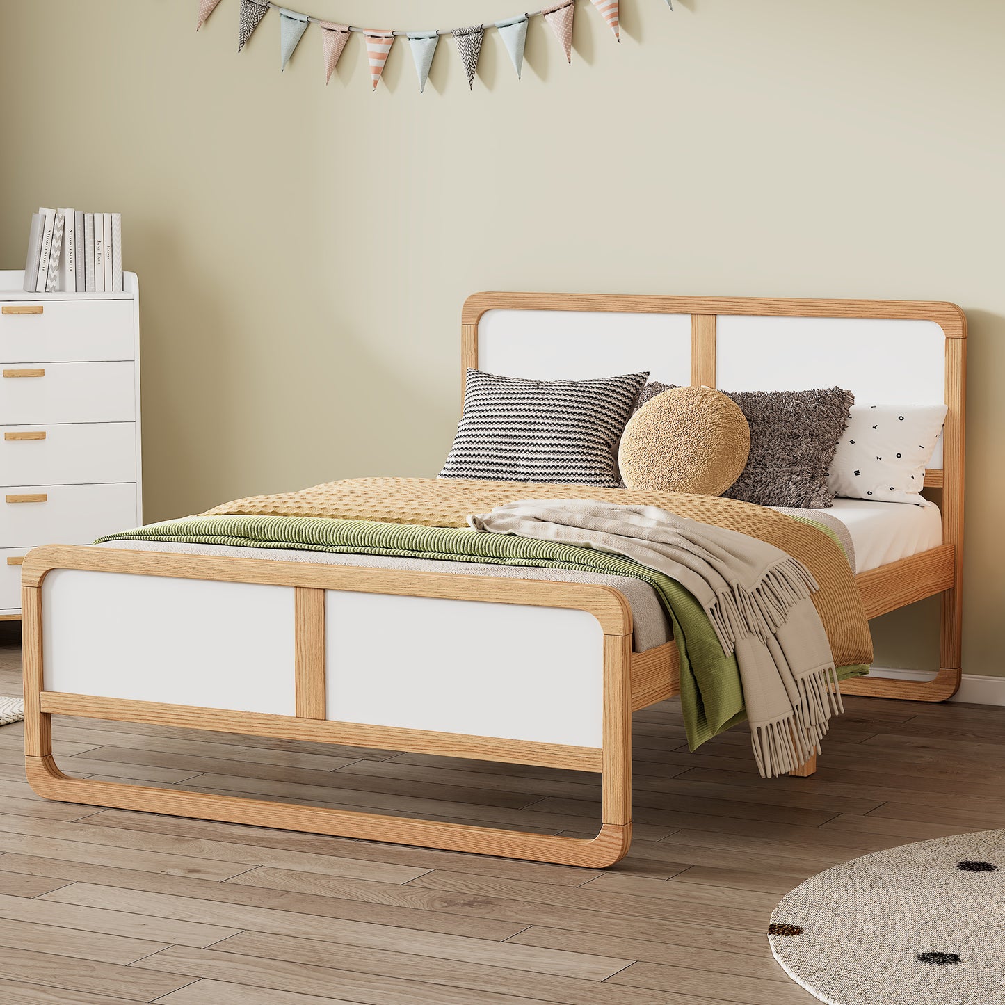 Cama de plataforma de madera maciza (Queen)