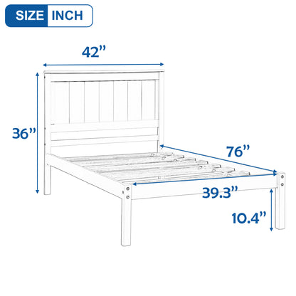 Platform bed frame with headboard.