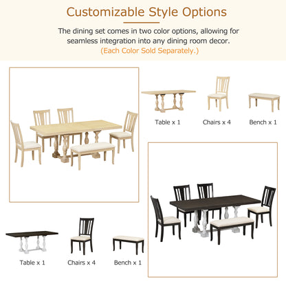 kitchen table set with 1 bench and 4 chairs (6 pieces)