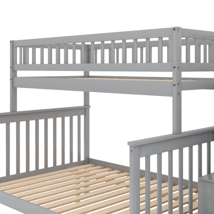 Bunk Bed with Trundle and Staircase Gray