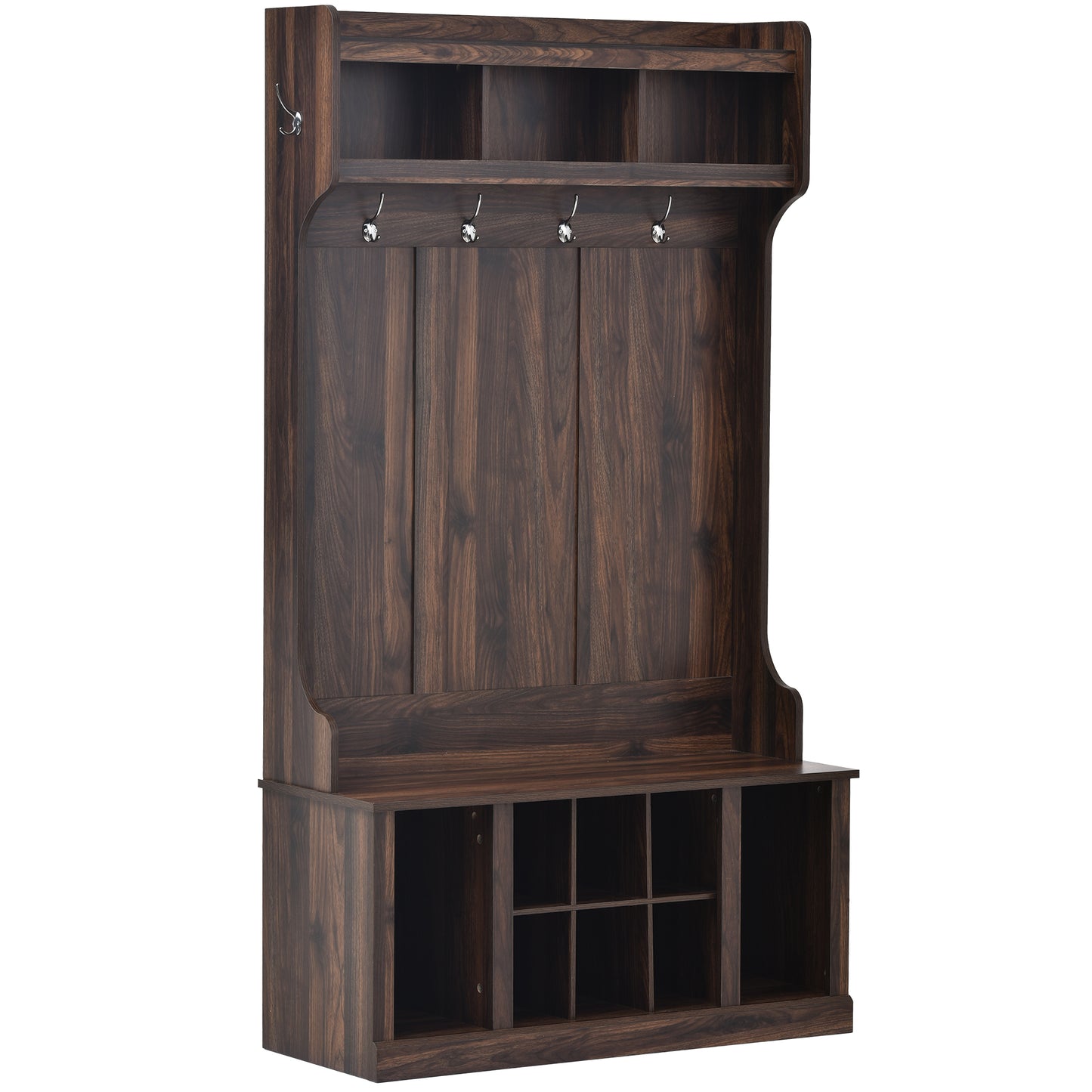 Entrance furniture with 4 double hooks and storage bench.