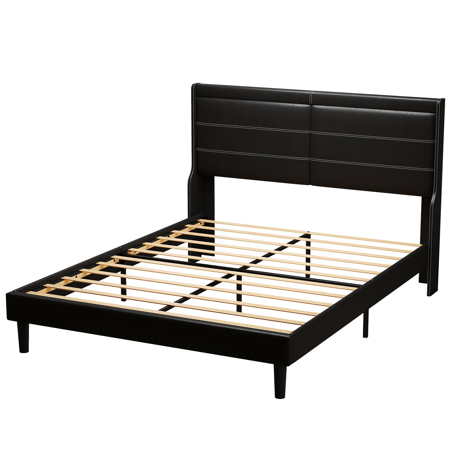 Leather Bed Base (Black)(Queen)