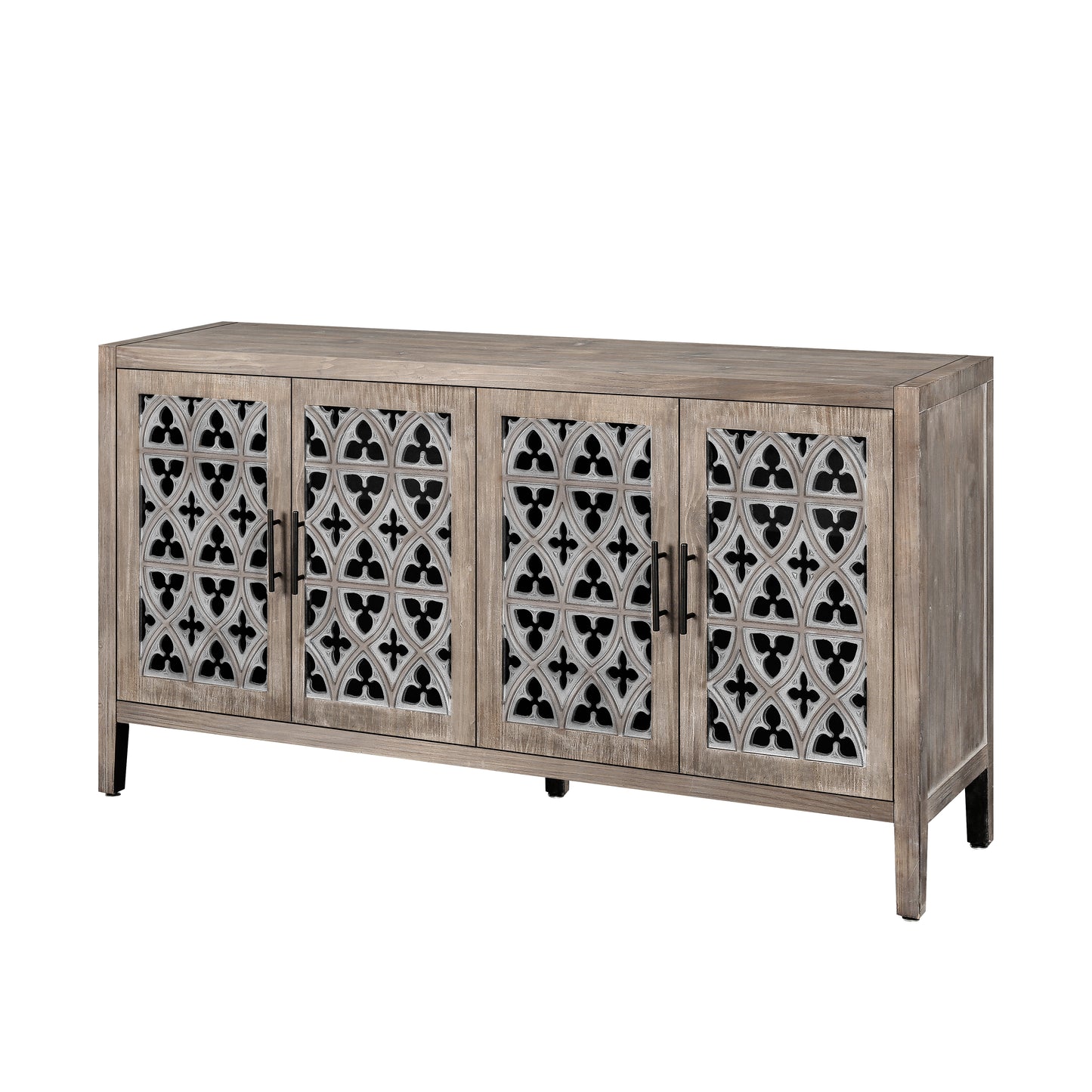 Wooden sideboard with arabesque patterned doors