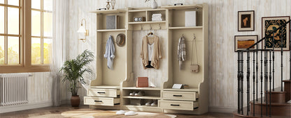 Large four-in-one piece of furniture with drawers and cabinets.