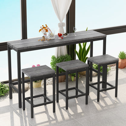 Modern Dining Table Pub Table Long Dining Table with 3 Stools