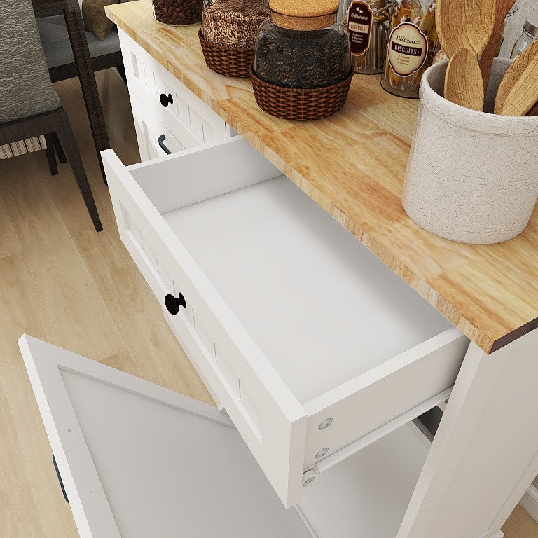 Meuble de rangement pour poubelles de cuisine.