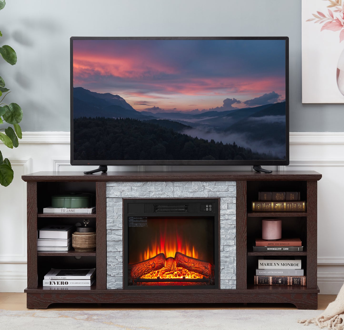 Mueble de TV con chimenea