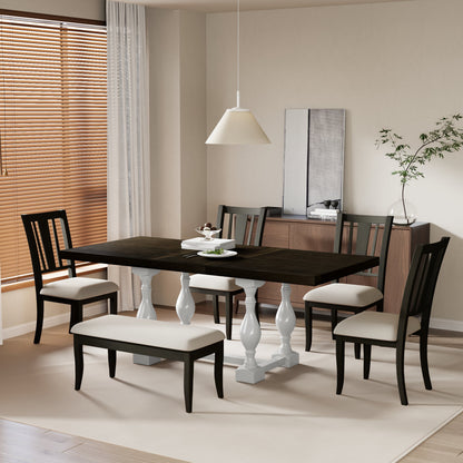 kitchen table set with 1 bench and 4 chairs (6 pieces)