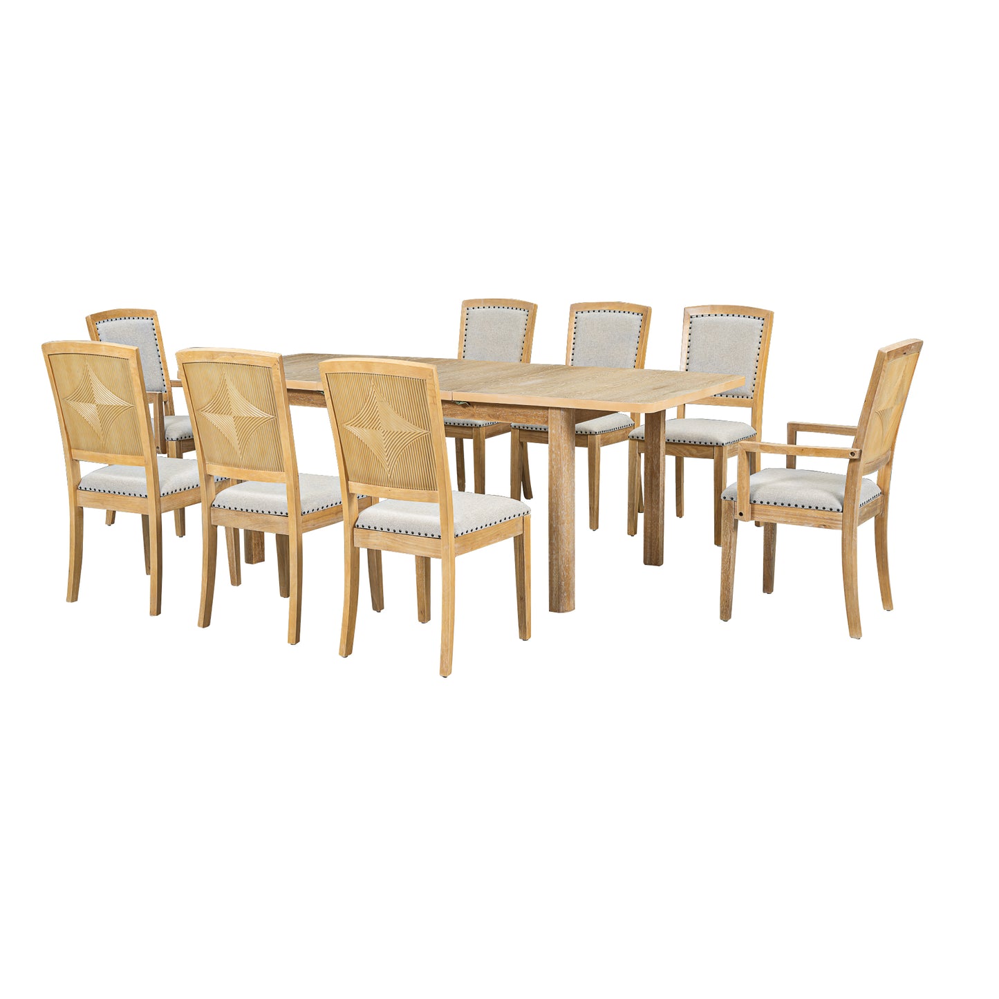 Juego de mesa de comedor extensible (9 piezas)