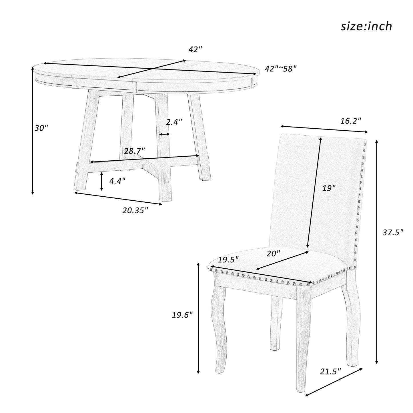 Round table set (5 pieces)