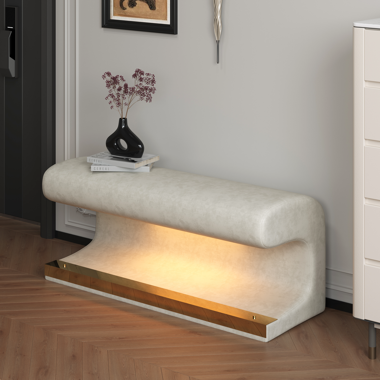 Ottoman avec lumière de capteur LED.