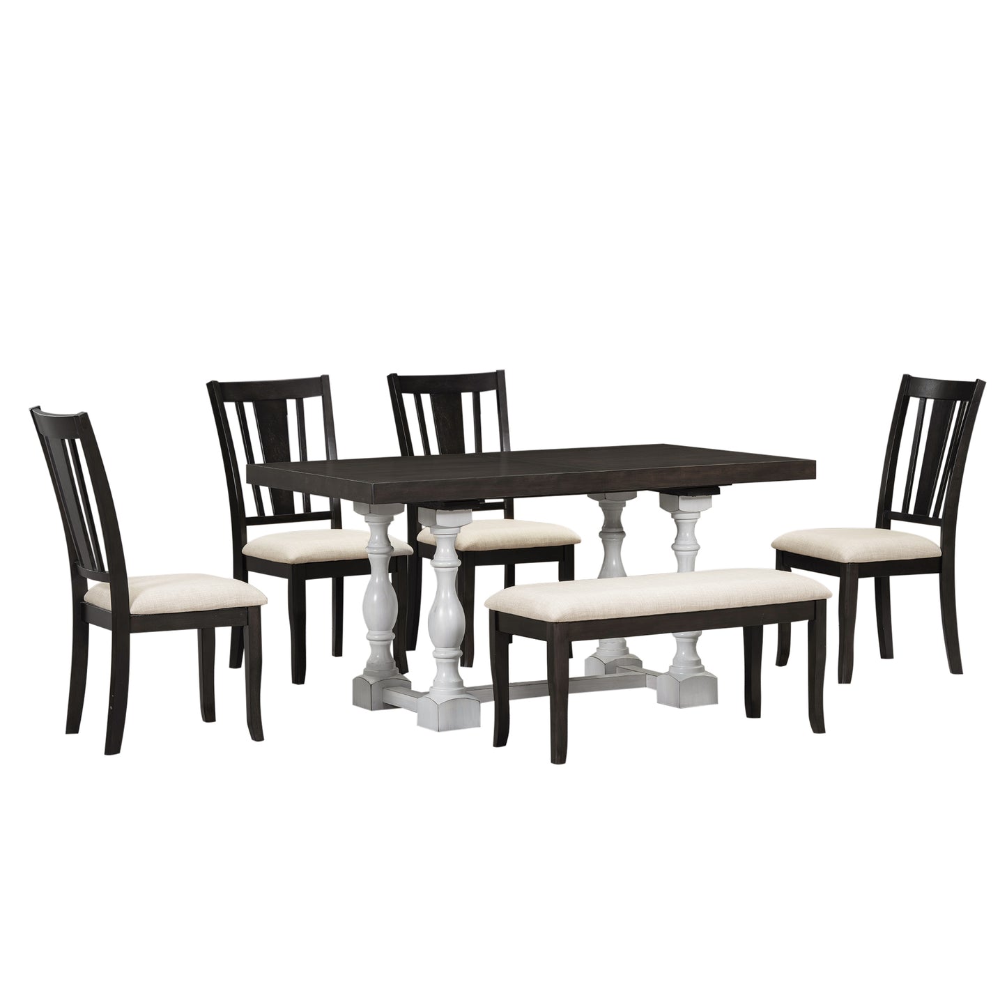 kitchen table set with 1 bench and 4 chairs (6 pieces)