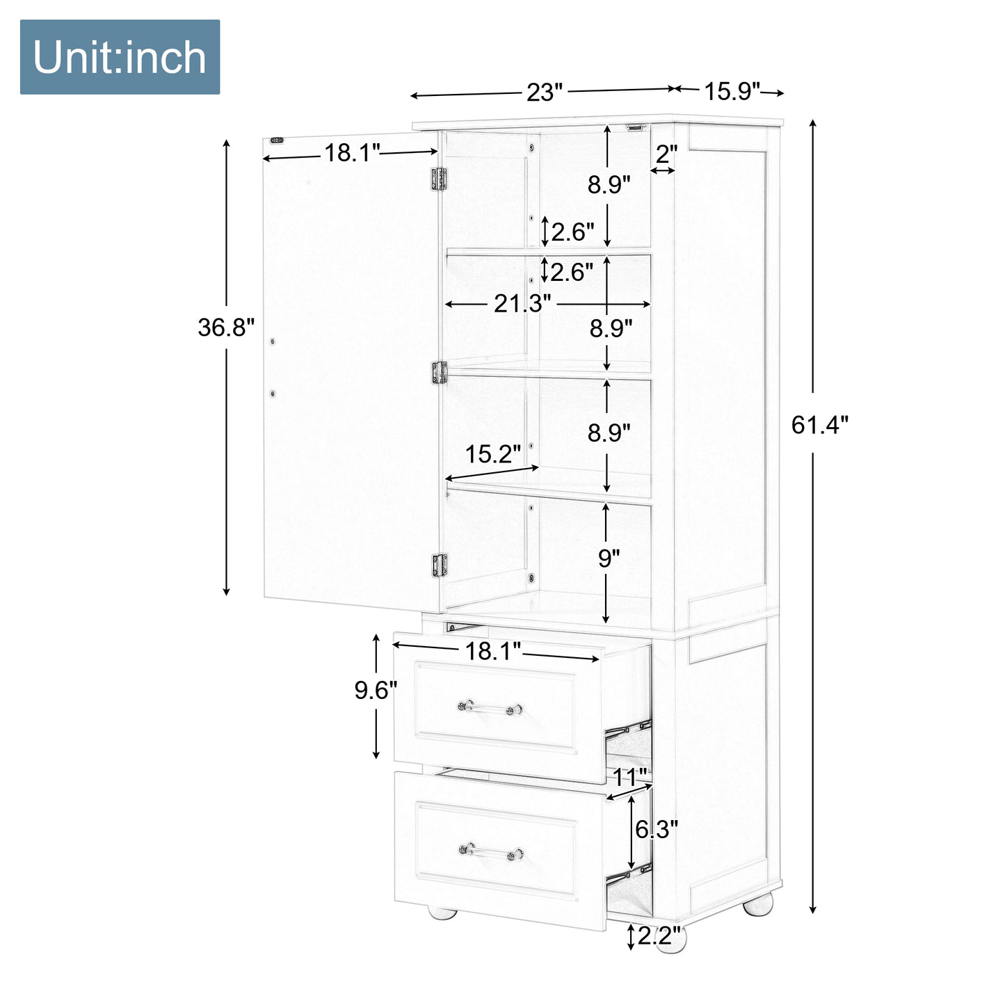 Large bathroom storage cabinet.