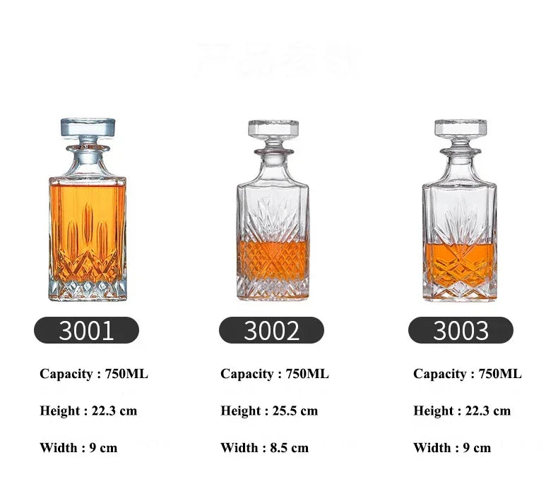 Décanteur de whisky en cristal, sans plomb, 750 ml