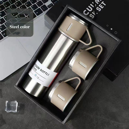 Coffret de tasses portable en acier inoxydable à trois couvercles