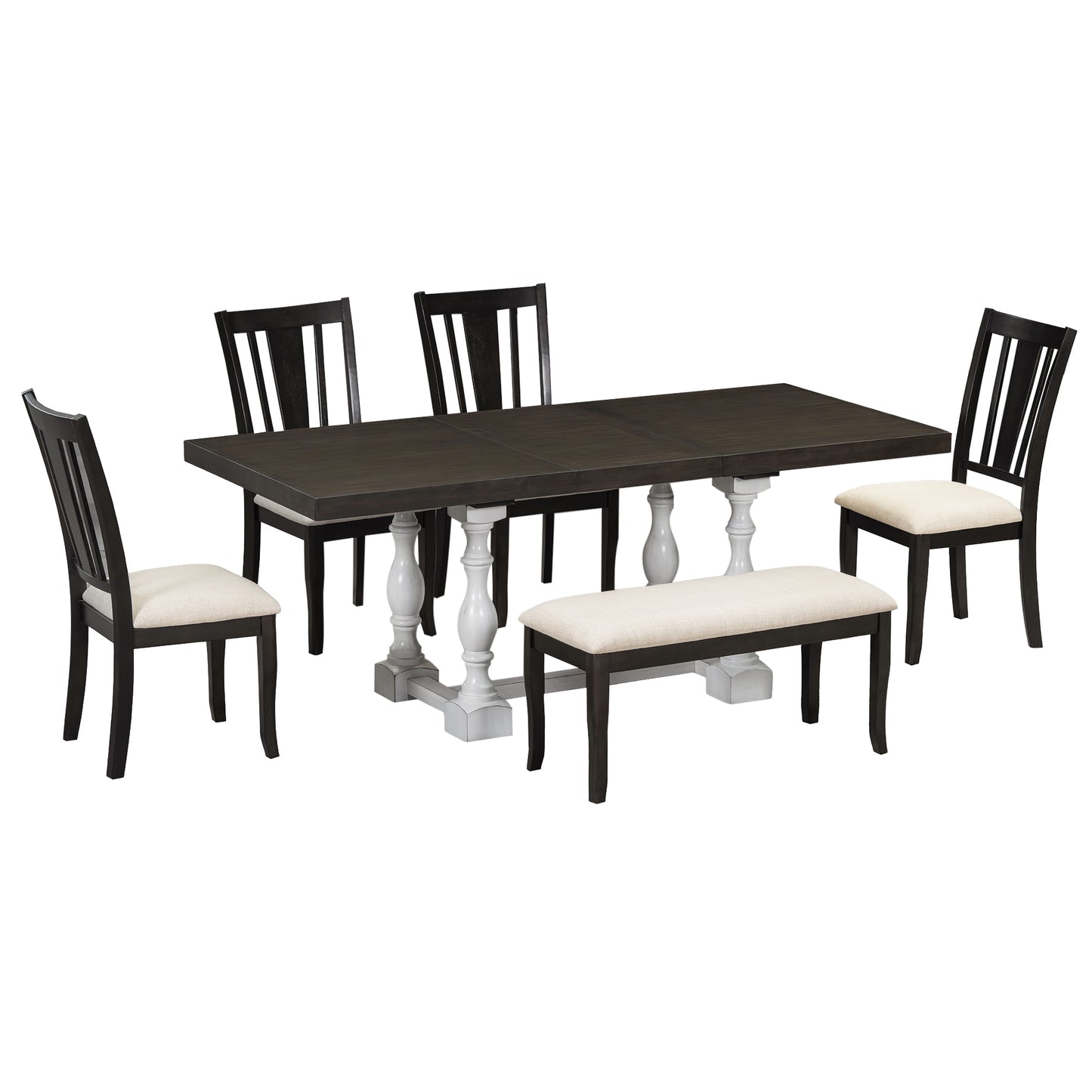 kitchen table set with 1 bench and 4 chairs (6 pieces)