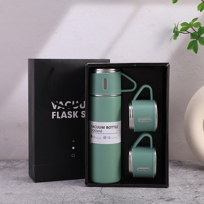 Coffret de tasses portable en acier inoxydable à trois couvercles