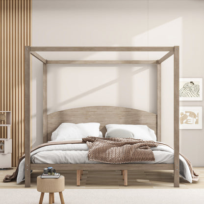 King Size Canopy Platform Bed with Headboard.