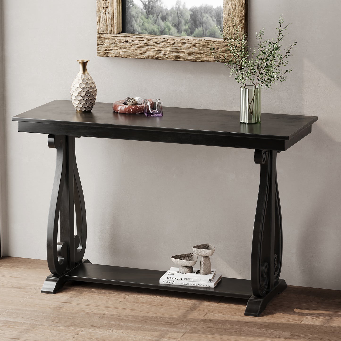 48 inch rustic vintage console table.