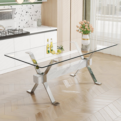 Modern Tempered Glass Dining Table 79"x39"x30" 1105