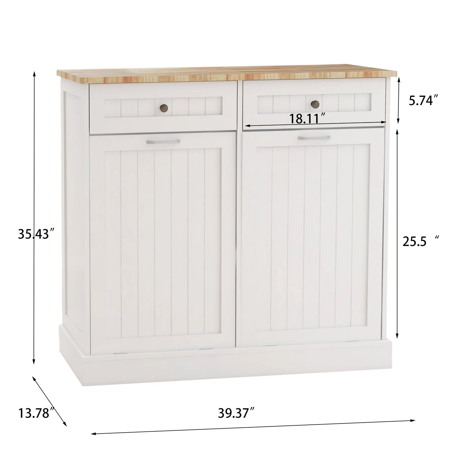 Meuble de rangement pour poubelles de cuisine.