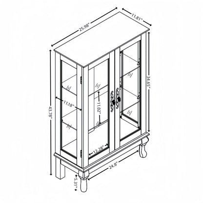 Armoire à double porte avec portes vitrées trempées.