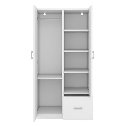 Armoire en bois avec portes doubles. (5 étagères fixes).