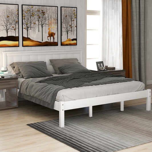 Platform bed frame with headboard.