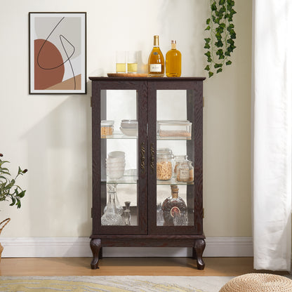 Armoire à double porte avec panneau arrière en miroir en verre trempé.