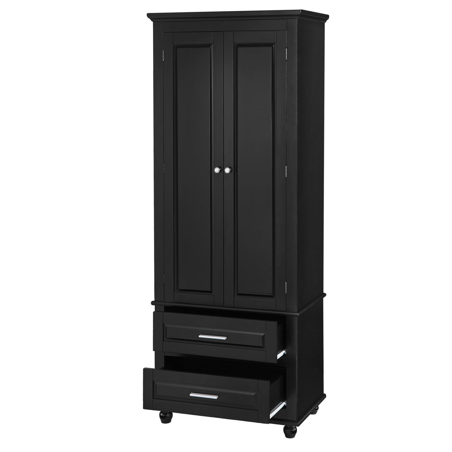 Large storage cabinet with two drawers.