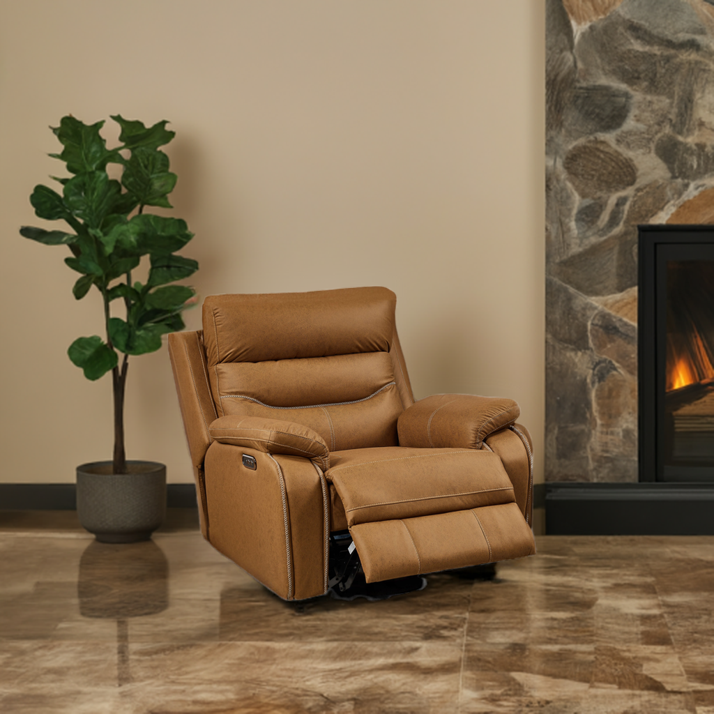 Electric adjustable leather armchair